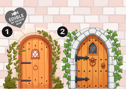 Stone Castle Wall Fairy Door Ribbon Border Edging for Cake: Edible Party Decoration on Icing Sheet