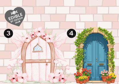 Stone Castle Wall Fairy Door Ribbon Border Edging for Cake: Edible Party Decoration on Icing Sheet