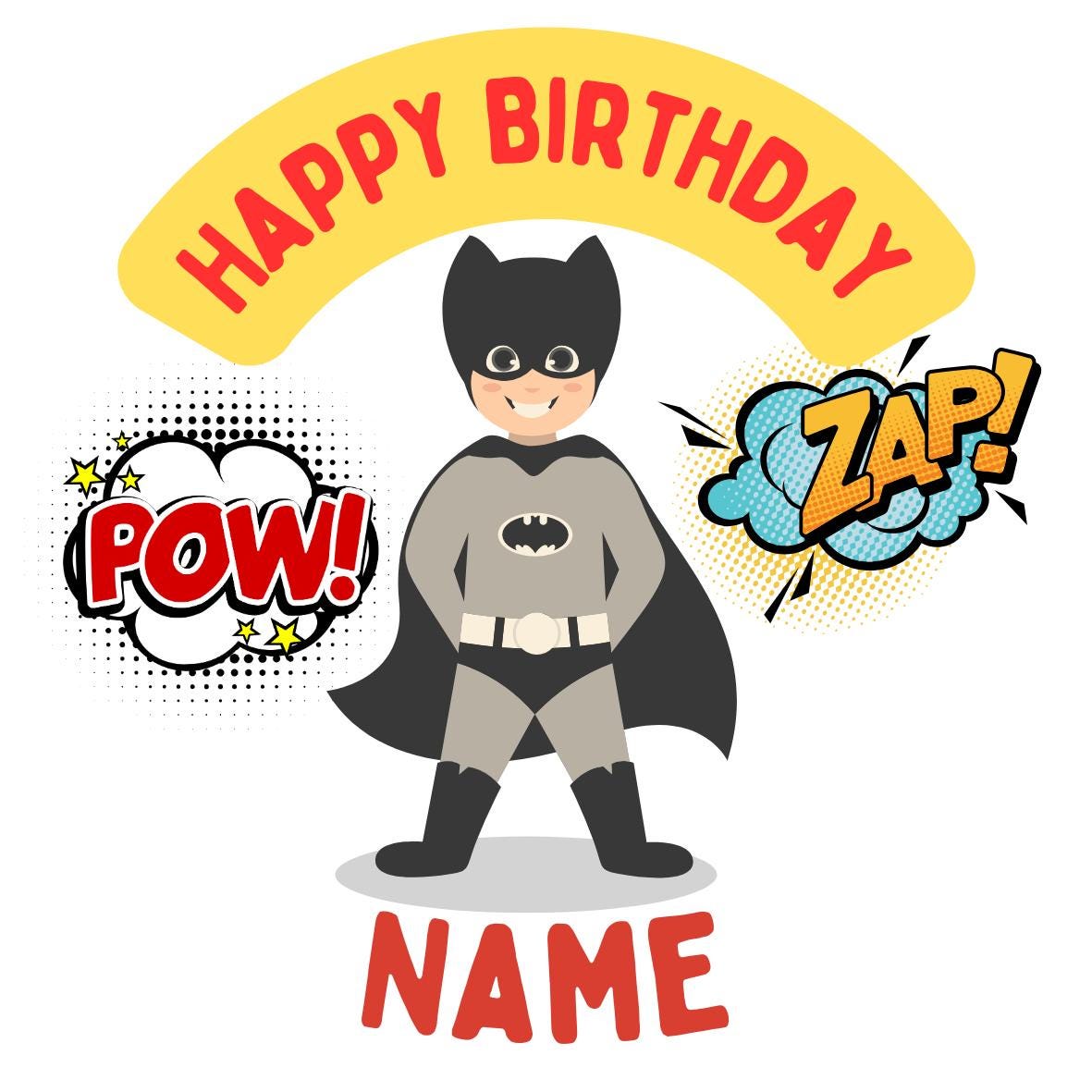 Super Hero Theme Birthday Cake Toppers Edible Circles matching Invitations Stickers Balloon Party Pack