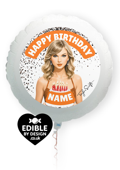 Taylor Swift Swiftie Theme Birthday Cake Toppers Edible Circles Personalised Name and Age Matching Stickers Balloon Invitations Pack