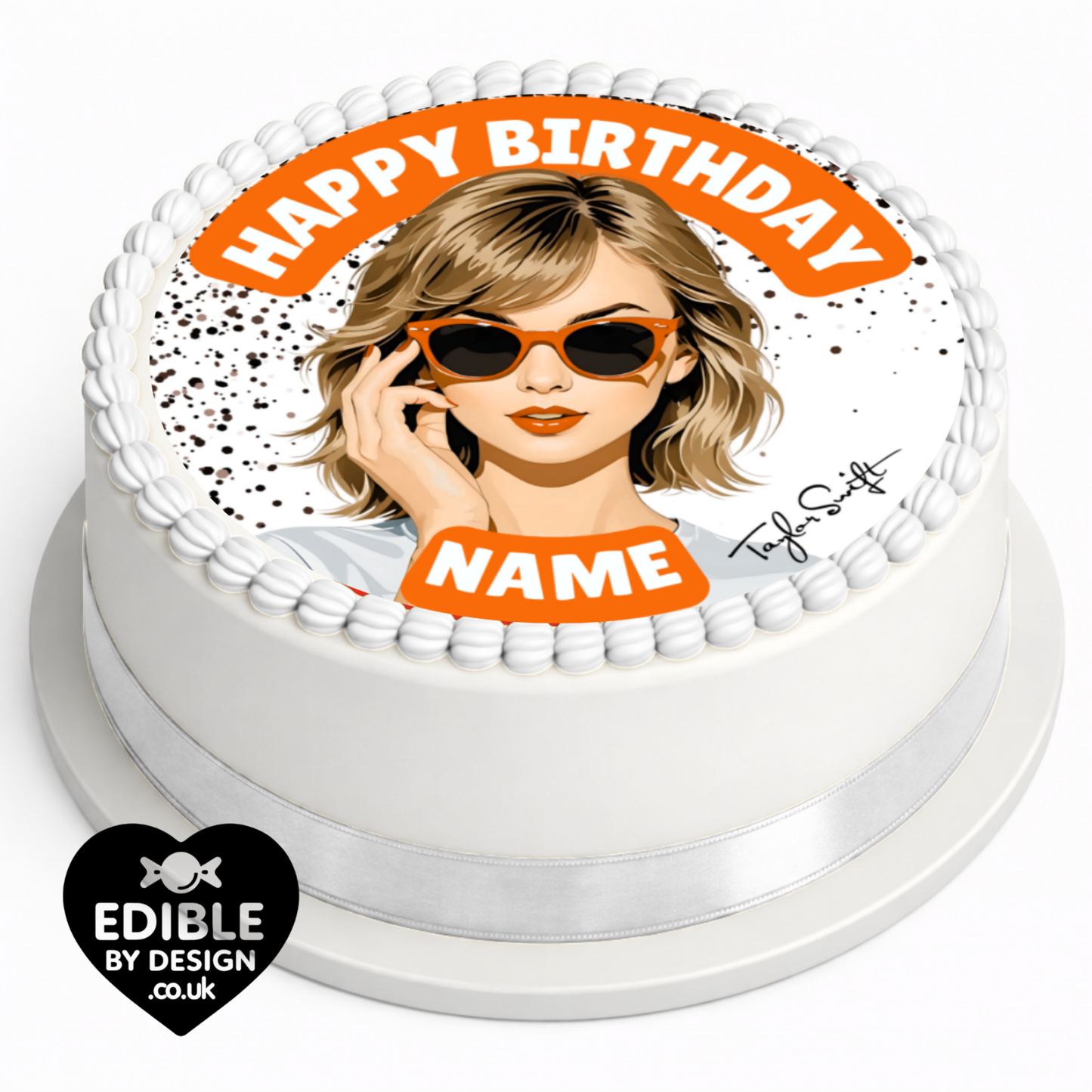 Taylor Swift Swiftie Theme Birthday Cake Toppers Edible Circles Personalised Name and Age Matching Stickers Balloon Invitations Pack