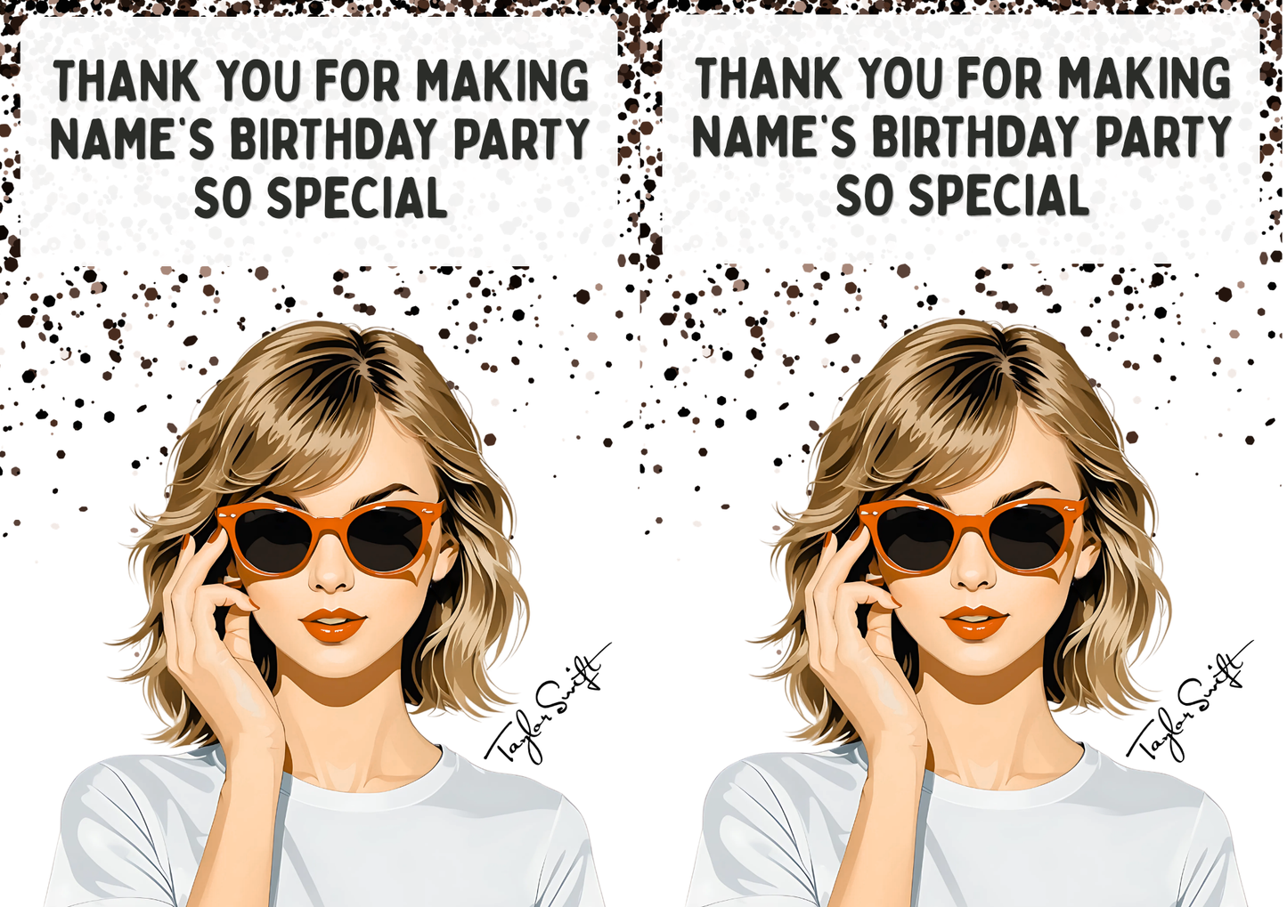 Taylor Swift Swiftie Theme Birthday Cake Toppers Edible Circles Personalised Name and Age Matching Stickers Balloon Invitations Pack