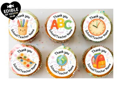 Teacher Thank You Personalised Cake Toppers: Edible Icing or Wafer matching Foil Balloon