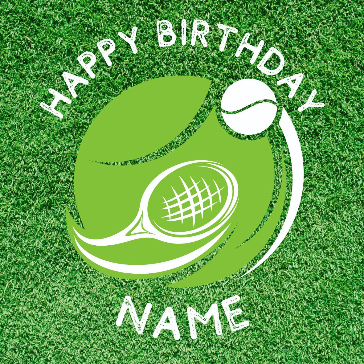 Tennis Theme Birthday Cake Toppers with name and age on Wafer or Icing