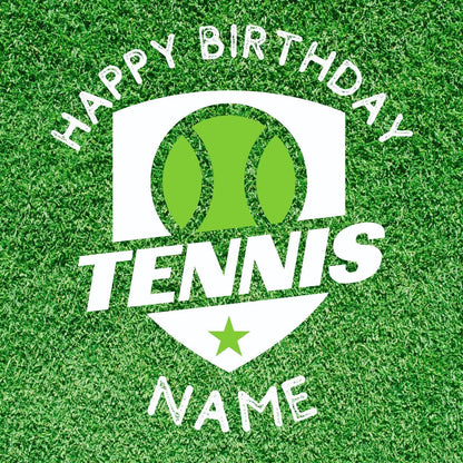 Tennis Theme Birthday Cake Toppers with name and age on Wafer or Icing
