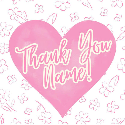 Thank You Personalised Cake Toppers: Floral Design Edible Image Circles on Icing or Wafer