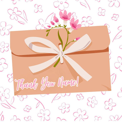Thank You Personalised Cake Toppers: Floral Design Edible Image Circles on Icing or Wafer