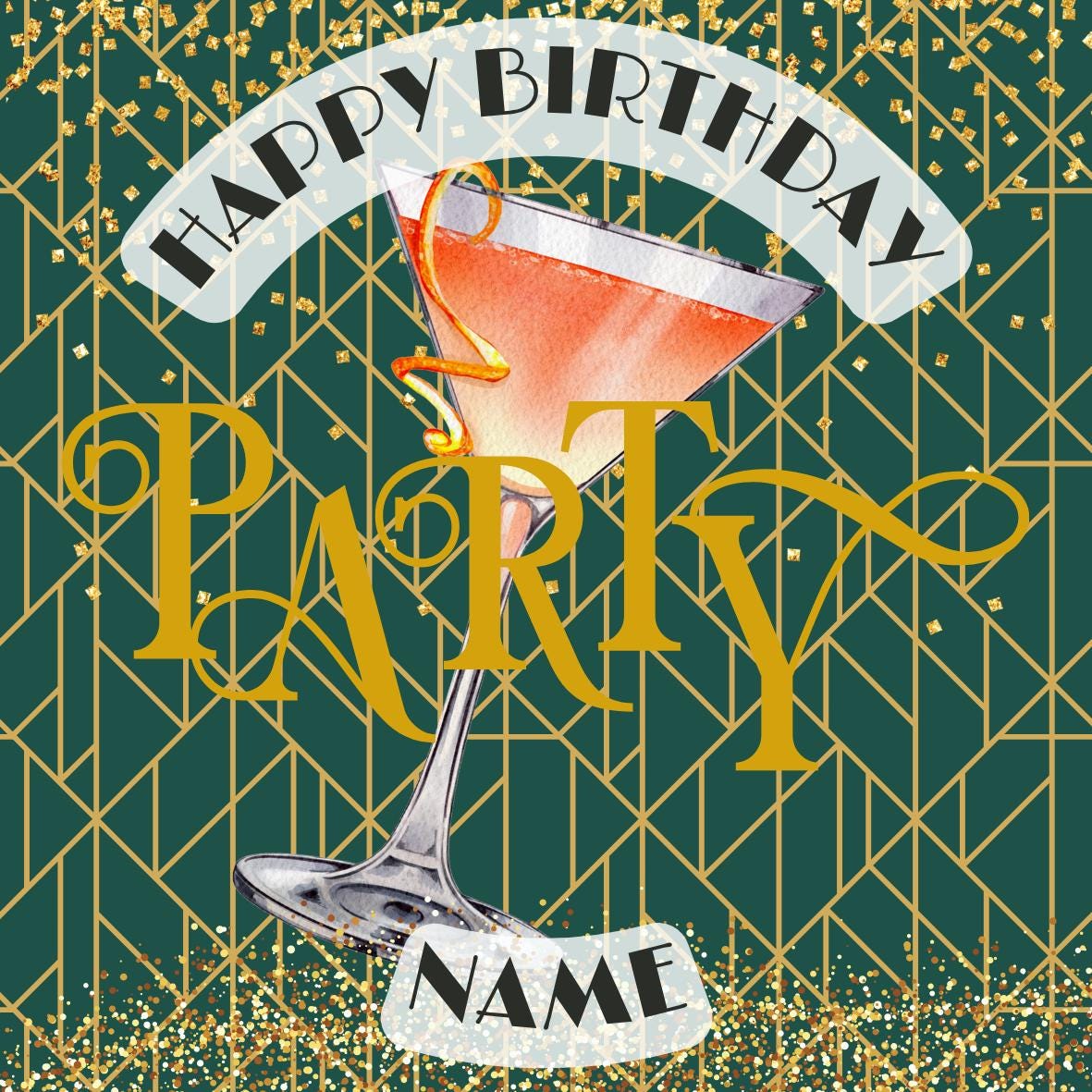 The Great Gatsby 1920 Theme Birthday Personalised Cake Toppers matching Invitations Stickers Balloon Party Pack