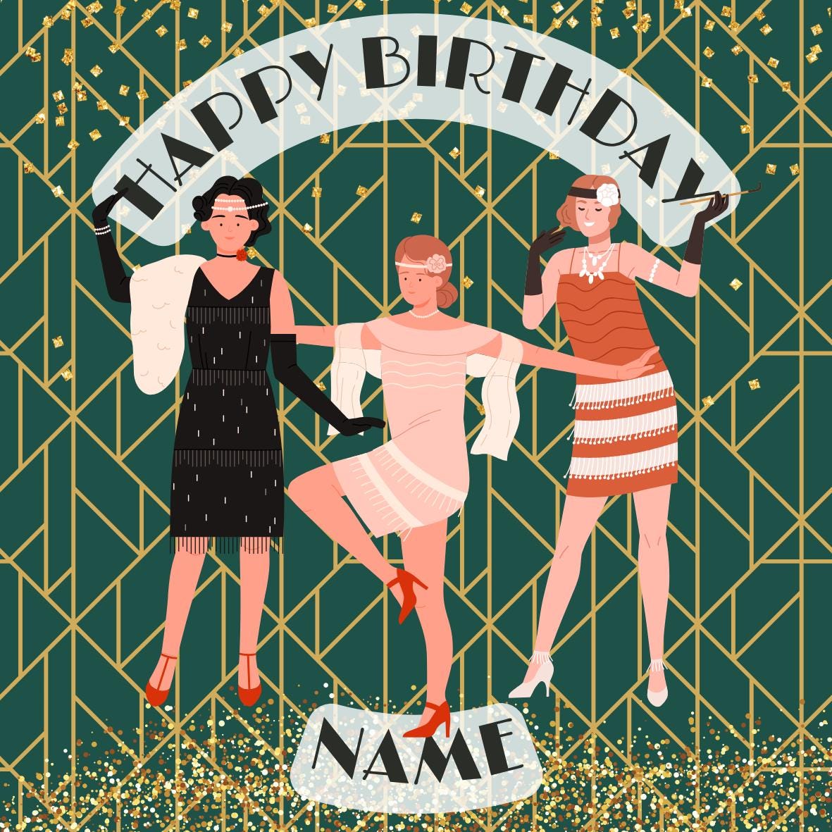 The Great Gatsby 1920 Theme Birthday Personalised Cake Toppers matching Invitations Stickers Balloon Party Pack