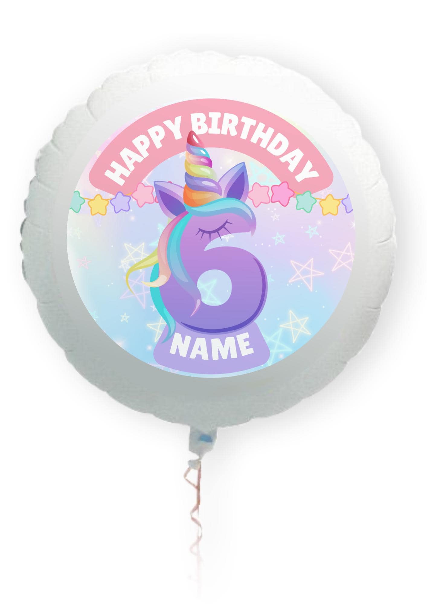 Unicorn Theme Birthday Cake Toppers Personalised Name and Age Matching Invitations Stickers Foil Balloon Pack