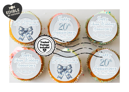 Wedding Anniversary Cake Toppers: Edible Circles 20, 30, 40, 45, 50, 55, 60 years Icing or Wafer