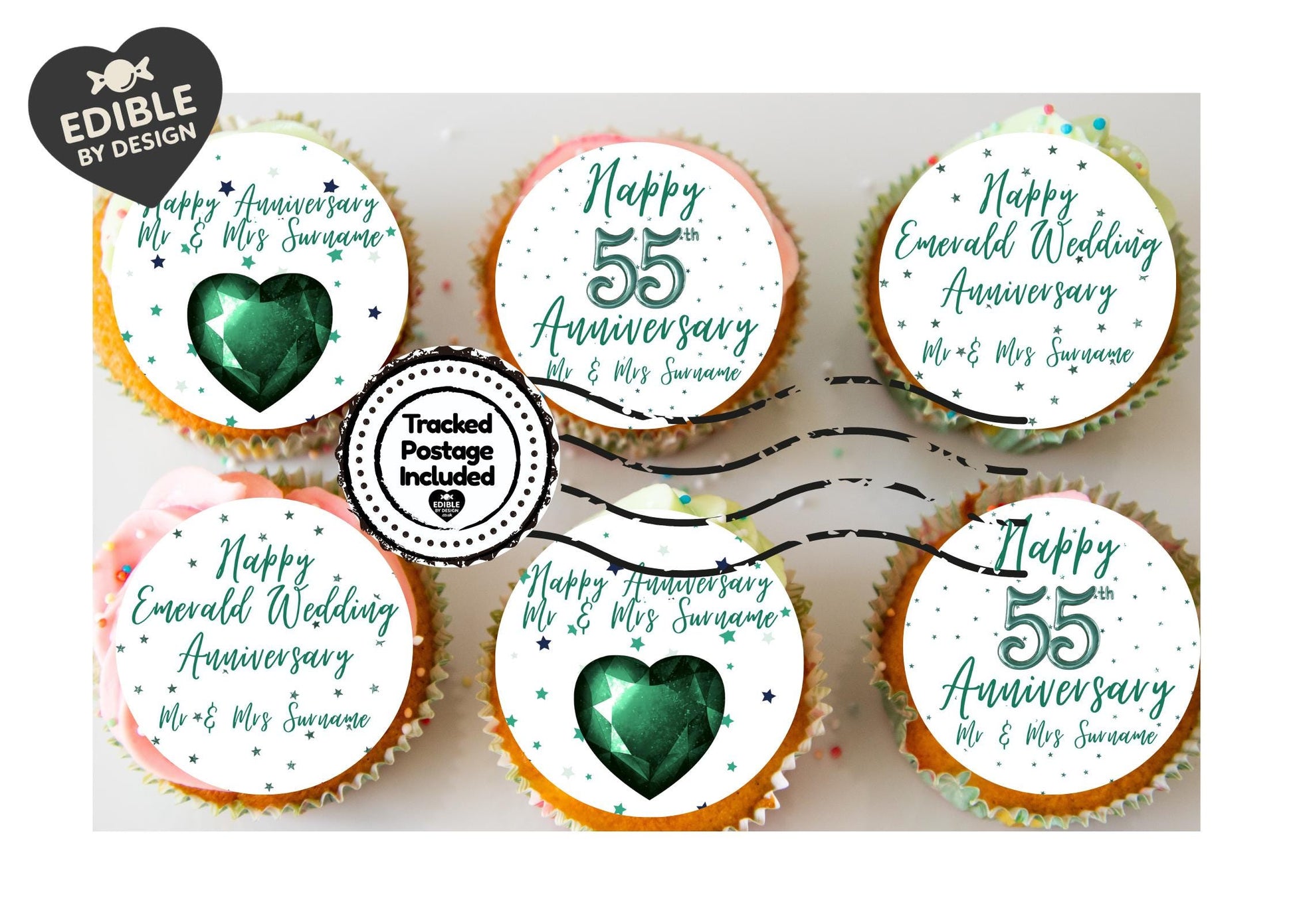 Wedding Anniversary Cake Toppers: Edible Circles 20, 30, 40, 45, 50, 55, 60 years Icing or Wafer