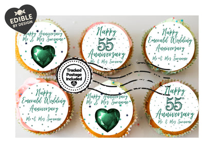 Wedding Anniversary Cake Toppers: Edible Circles 20, 30, 40, 45, 50, 55, 60 years Icing or Wafer