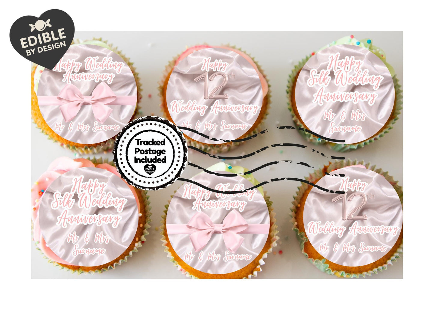 Wedding Anniversary Cupcake Toppers: Edible Circles for 1 to 15 years - Icing or Wafer