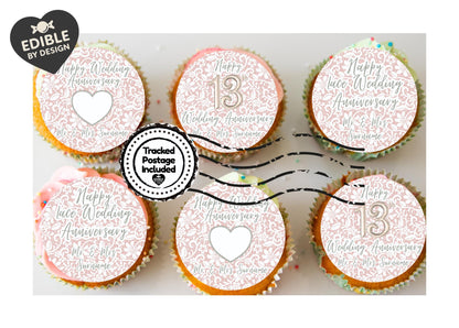 Wedding Anniversary Cupcake Toppers: Edible Circles for 1 to 15 years - Icing or Wafer