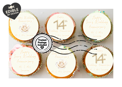 Wedding Anniversary Cupcake Toppers: Edible Circles for 1 to 15 years - Icing or Wafer