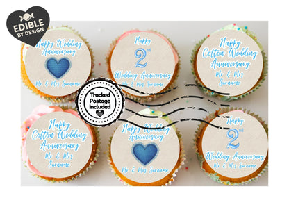 Wedding Anniversary Cupcake Toppers: Edible Circles for 1 to 15 years - Icing or Wafer
