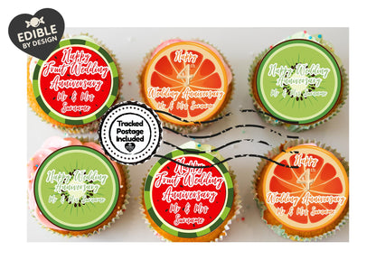 Wedding Anniversary Cupcake Toppers: Edible Circles for 1 to 15 years - Icing or Wafer