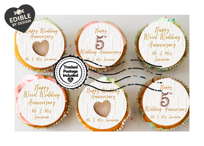 Wedding Anniversary Cupcake Toppers: Edible Circles for 1 to 15 years - Icing or Wafer