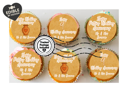 Wedding Anniversary Cupcake Toppers: Edible Circles for 1 to 15 years - Icing or Wafer