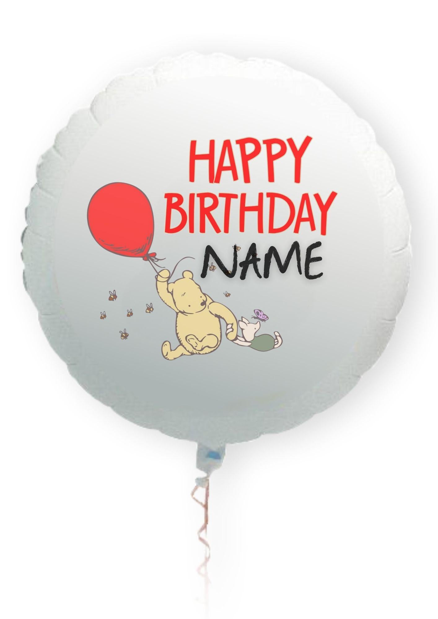 Winnie the Pooh Classic Happy Birthday Personalised Cake Toppers matching Invitations Stickers Balloon Party Pack