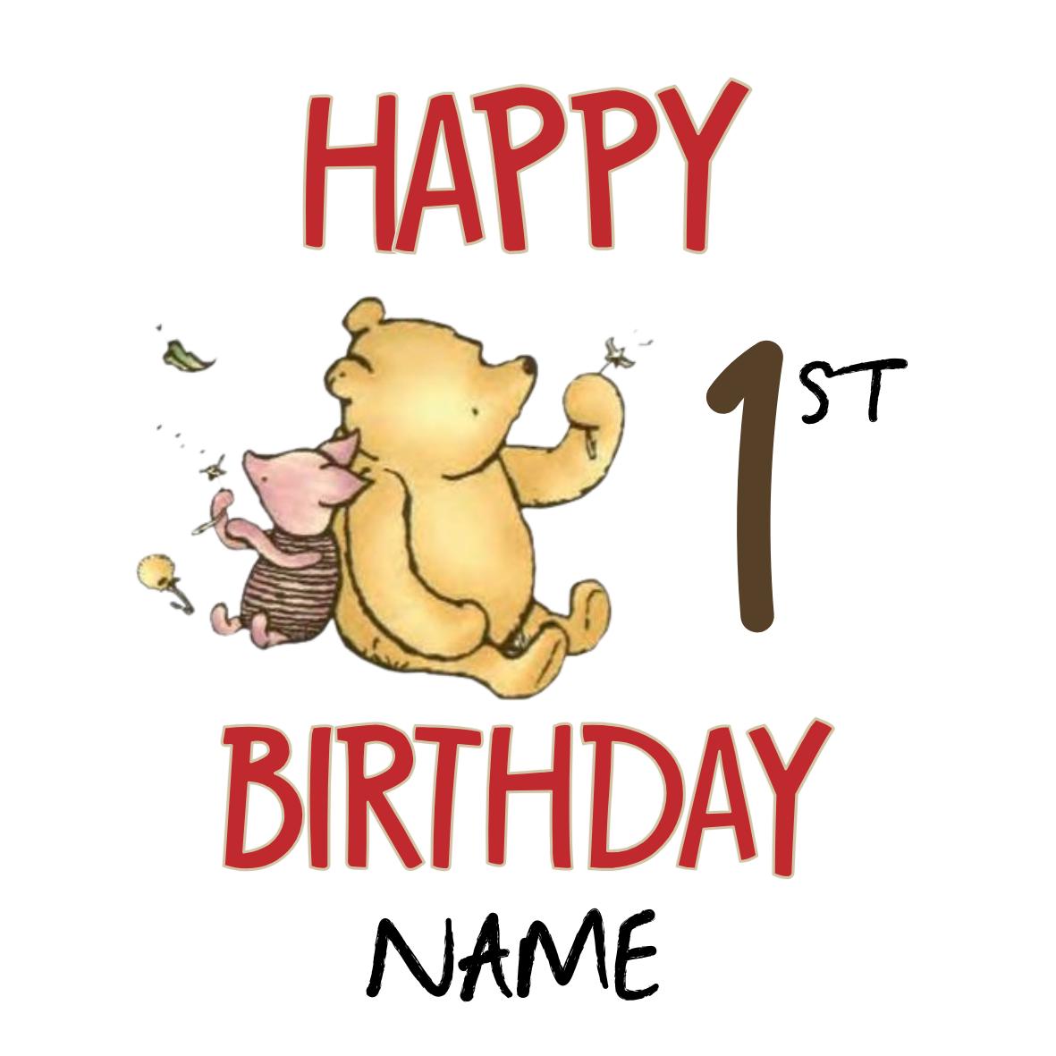 Winnie the Pooh Classic Happy Birthday Personalised Cake Toppers matching Invitations Stickers Balloon Party Pack