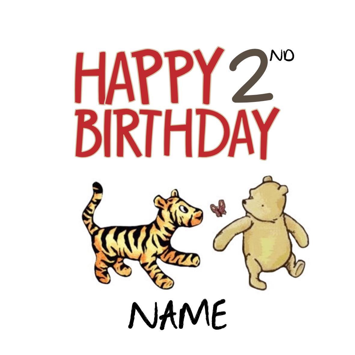 Winnie the Pooh Classic Happy Birthday Personalised Cake Toppers matching Invitations Stickers Balloon Party Pack