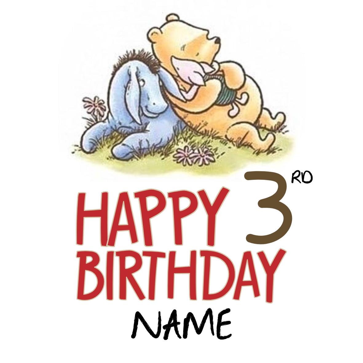 Winnie the Pooh Classic Happy Birthday Personalised Cake Toppers matching Invitations Stickers Balloon Party Pack