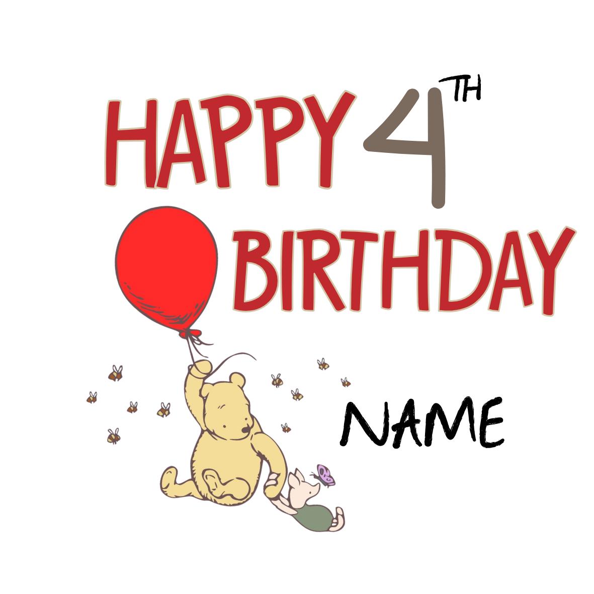Winnie the Pooh Classic Happy Birthday Personalised Cake Toppers matching Invitations Stickers Balloon Party Pack