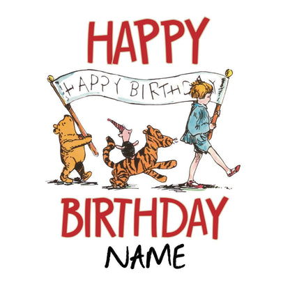 Winnie the Pooh Classic Happy Birthday Personalised Cake Toppers matching Invitations Stickers Balloon Party Pack