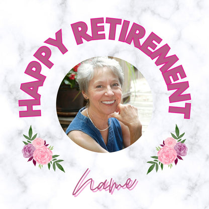 Work Retirement Feminine Cake Toppers Personalised Name & Photo matching Balloon available
