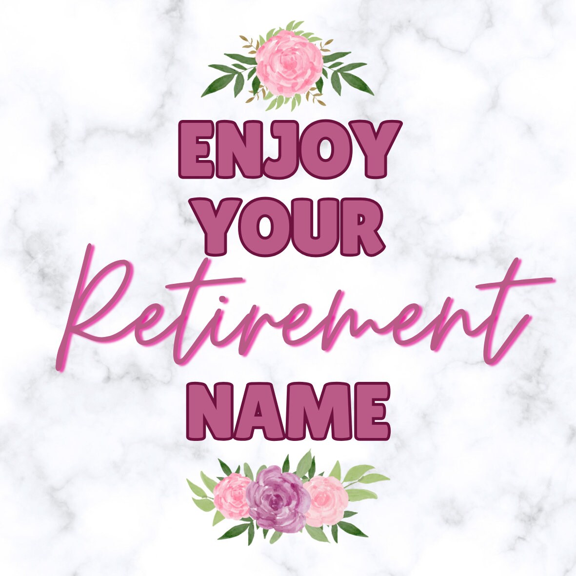 Work Retirement Feminine Cake Toppers Personalised Name & Photo matching Balloon available