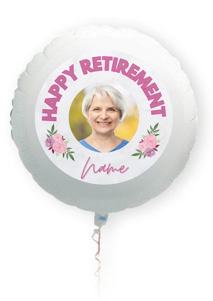 Work Retirement Feminine Cake Toppers Personalised Name & Photo matching Balloon available