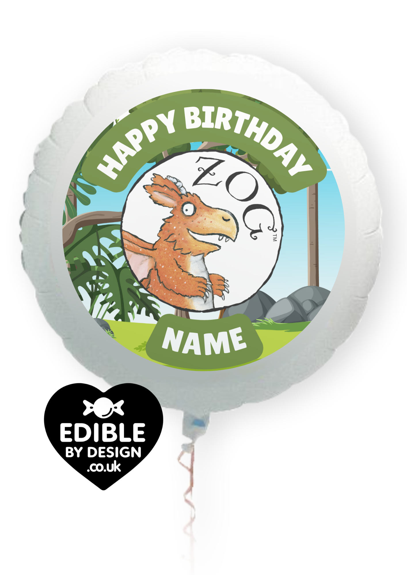 Zog Theme Birthday Cake Toppers Edible Circles Personalised Name and Age Matching Stickers Balloon Invitations Pack