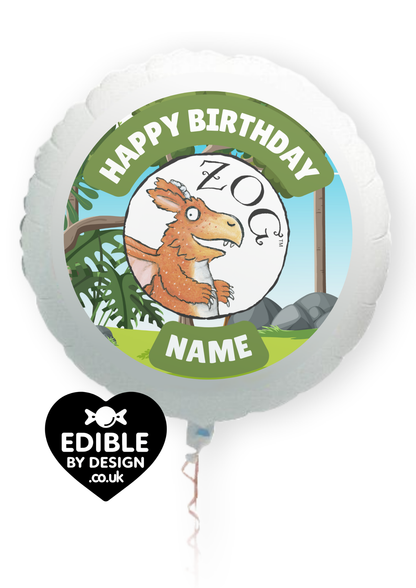 Zog Theme Birthday Cake Toppers Edible Circles Personalised Name and Age Matching Stickers Balloon Invitations Pack
