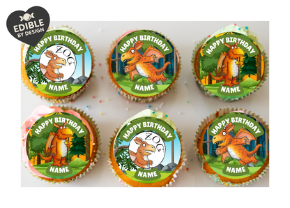Zog Theme Birthday Cake Toppers Edible Circles Personalised Name and Age Matching Stickers Balloon Invitations Pack