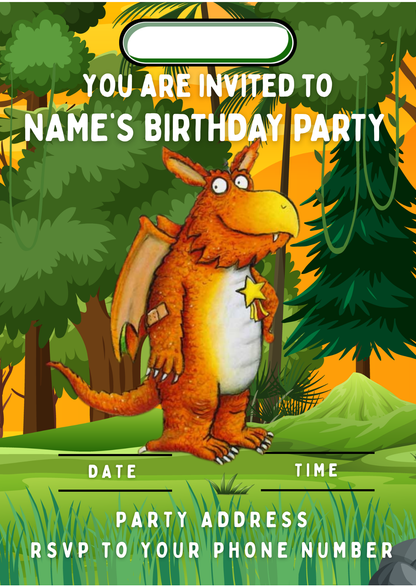 Zog Theme Birthday Cake Toppers Edible Circles Personalised Name and Age Matching Stickers Balloon Invitations Pack