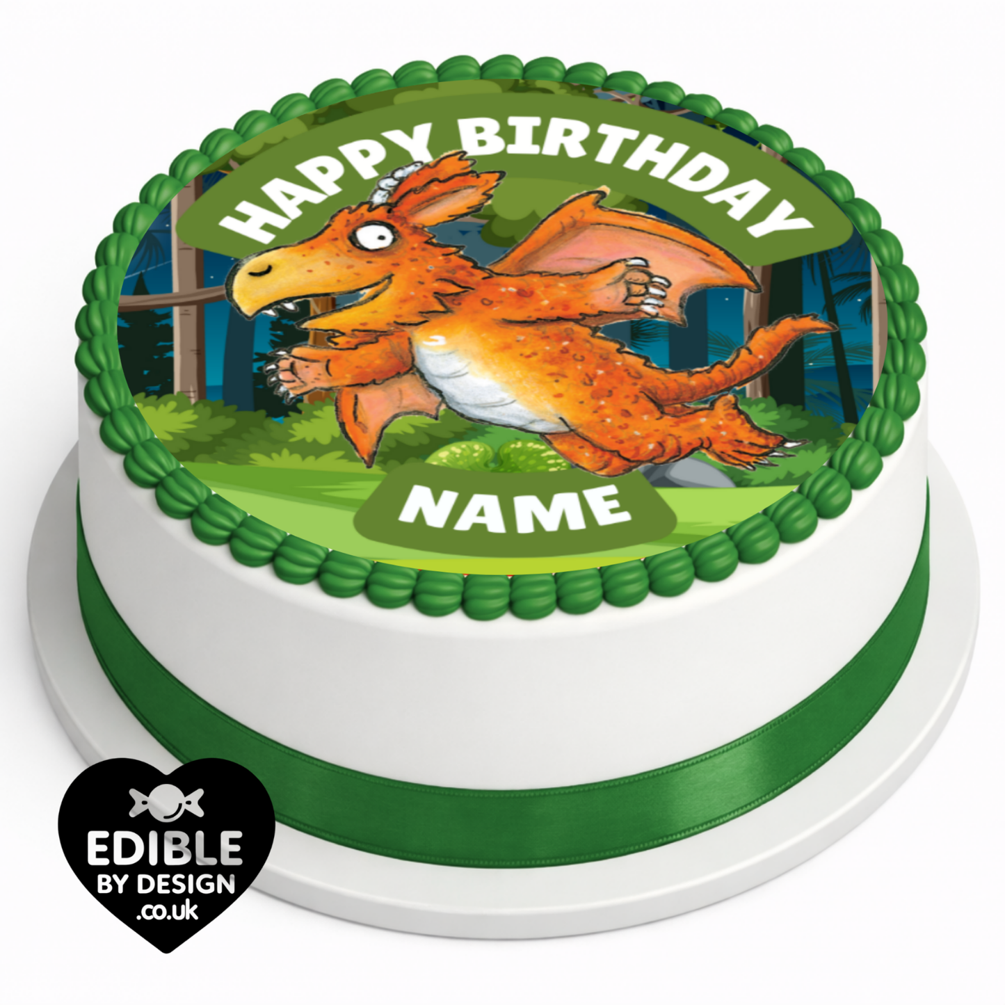 Zog Theme Birthday Cake Toppers Edible Circles Personalised Name and Age Matching Stickers Balloon Invitations Pack