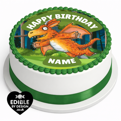 Zog Theme Birthday Cake Toppers Edible Circles Personalised Name and Age Matching Stickers Balloon Invitations Pack